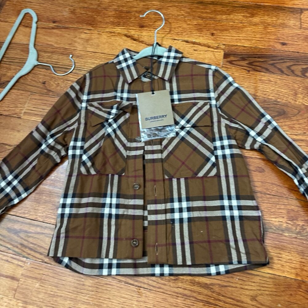 Authentic Burberry Kids Plaid Overshirt Jacket • 4Y • Like New